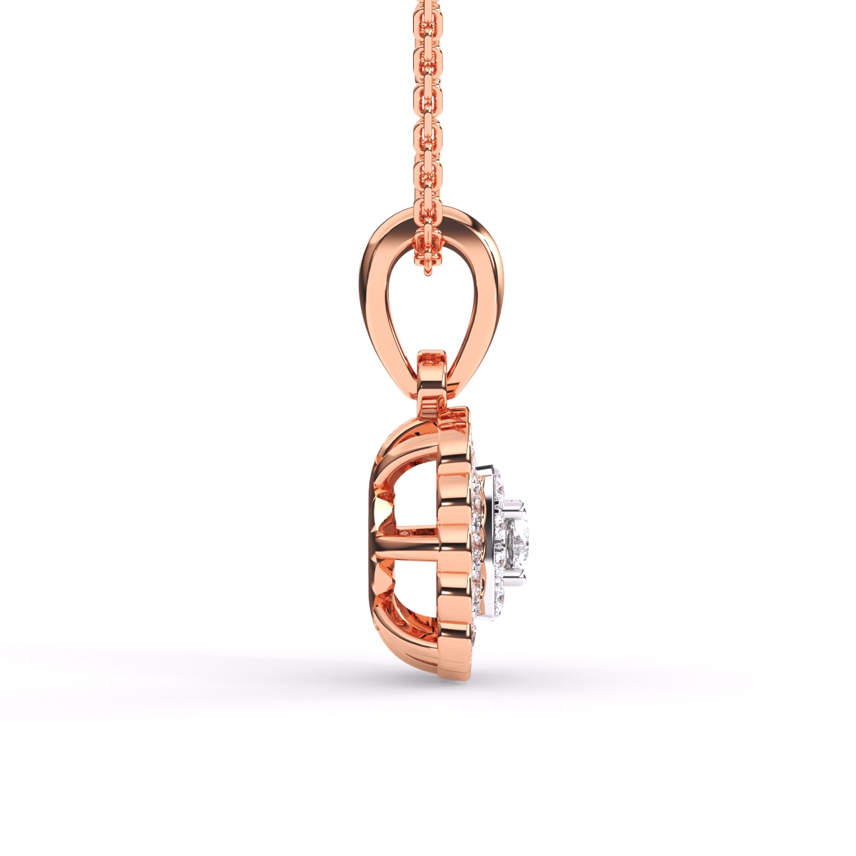Square Shaped Double Halo Diamond Pendant